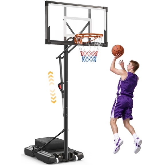 5.2-10 FT Adjustable 44" Backboard Portable Basketball Hoop System with Wheels for Youth Adults Kids