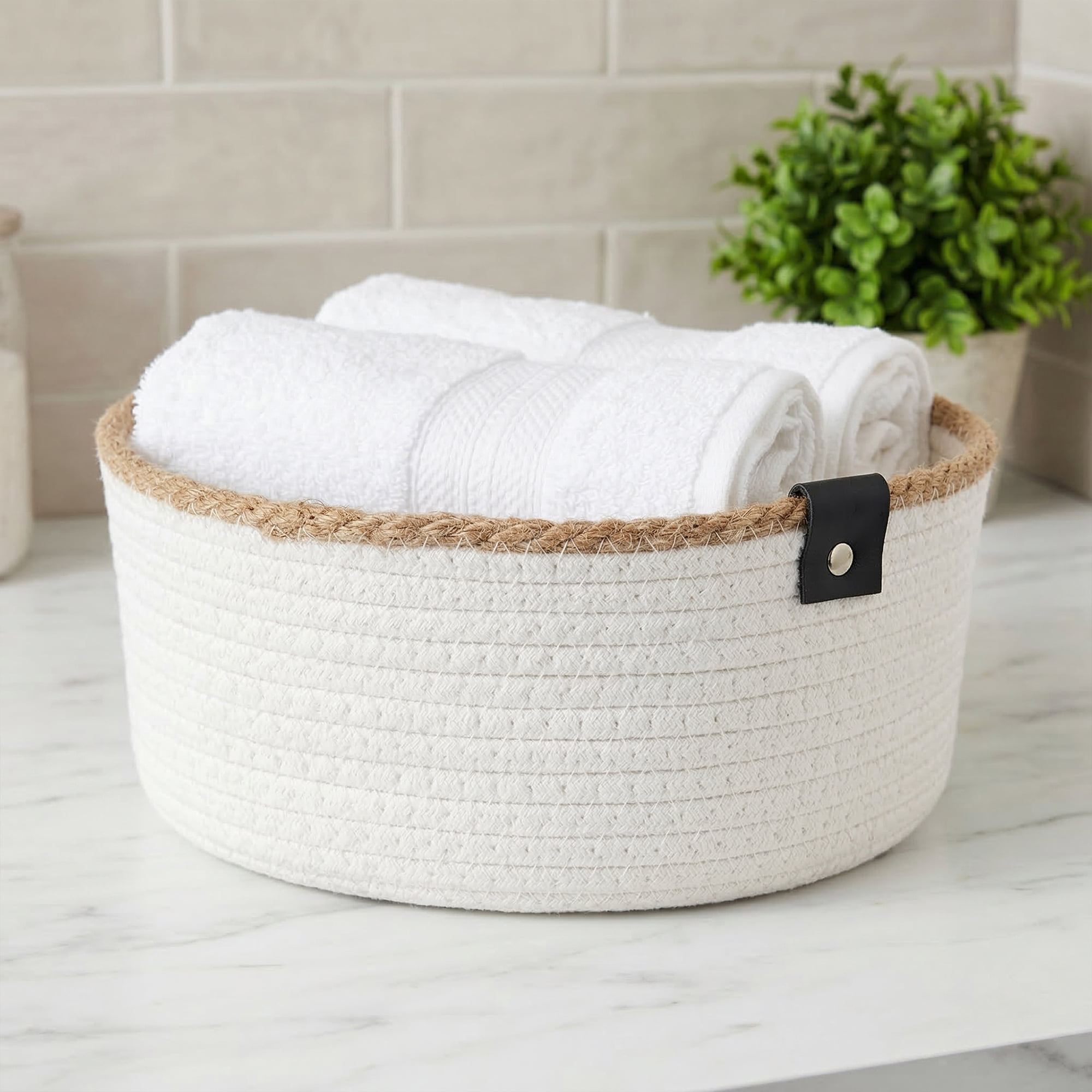Unique Bargains 3pcs Woven Storage Basket for Key Tray Bowl Beige 3pcs