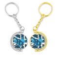 thumbnail image 1 of Graffiti Street Blue Denim Division pattern Anillo de oro de metal llavero llavero, 1 of 4
