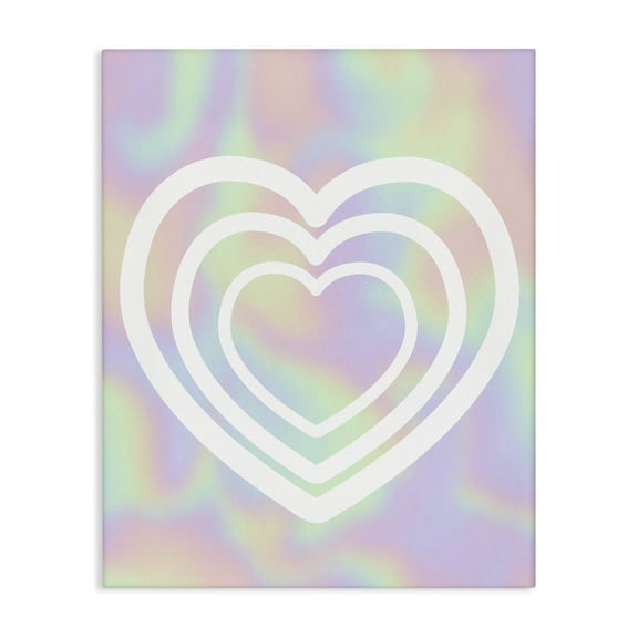 Stupell Industries Pastel Pattern with Hearts Abstract Painting Wrapped Canvas Art Print Wall Art, 16 x 20