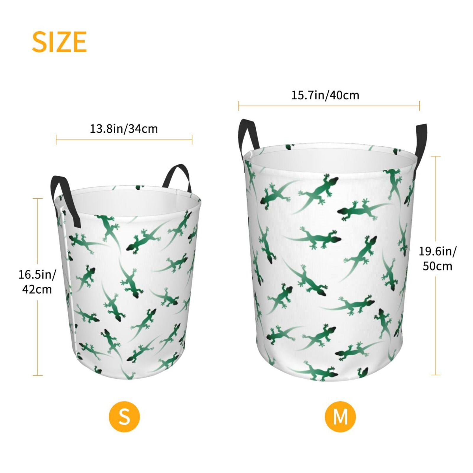 Large Laundry Basket with Handles - Cute Lizard Gecko Green_A Kids Baby Dirty Clothes Laundry Hamper for Bedroom Aesthetic