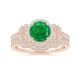 thumbnail image 4 of Angara Natural 1.2 Ct. Emerald with Diamond Halo Ring in 14K Rose Gold for Women (Ring Size: 3.5), 4 of 10