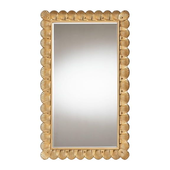 Baxton Studio Vadim Antique Gold Wood Accent Mirror with Seashell Border