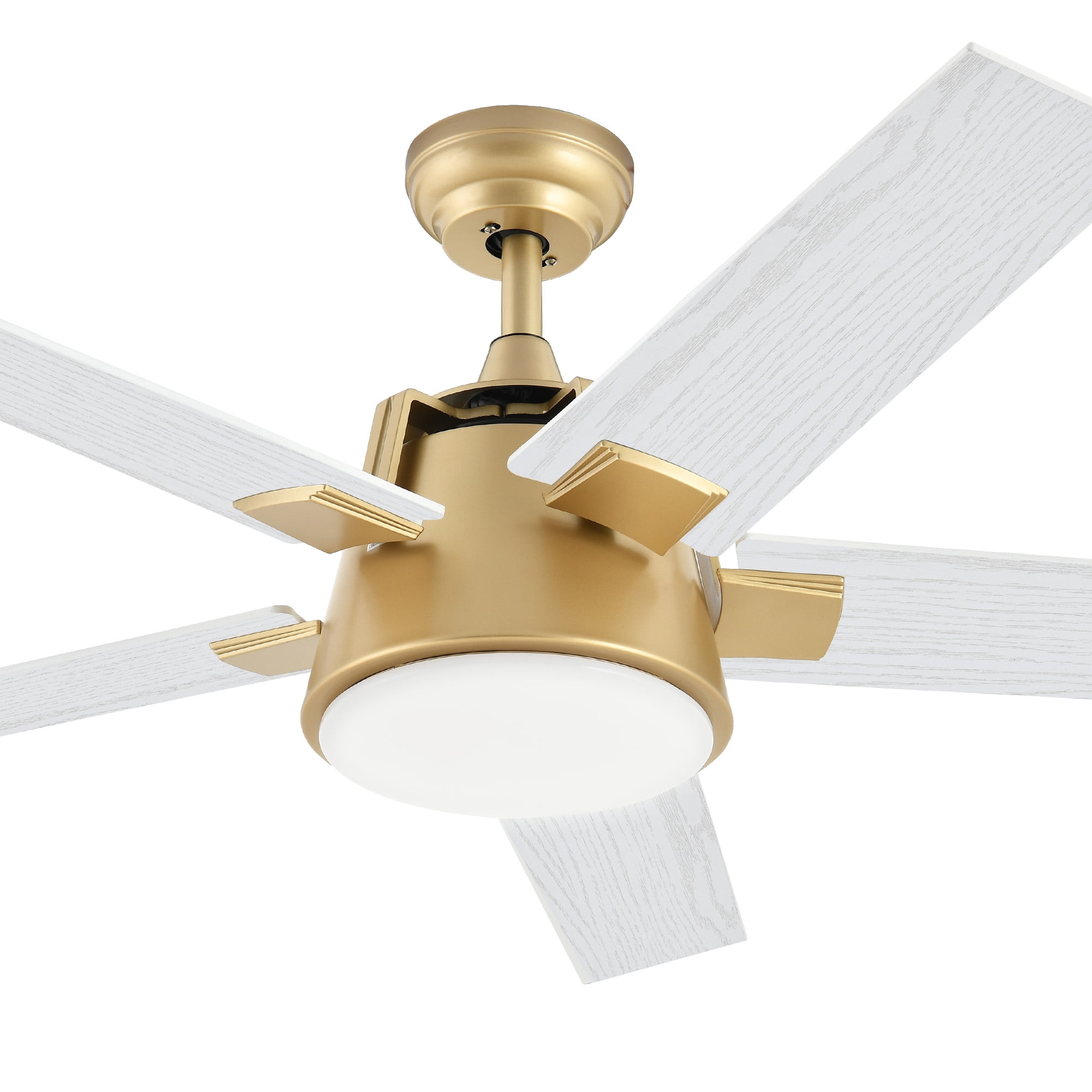 DEXTRUS 52in Farmhouse Ceiling Fans with Light and Remote with 5 Blades, 6 Speed - White