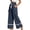Blue#2, variant on Hvogkswy Women Wide Leg Linen Pants Lace Paneled High Waist Drawstring Pants with Pockets Loose Comfy Travel Vacation Summer Casual Pants