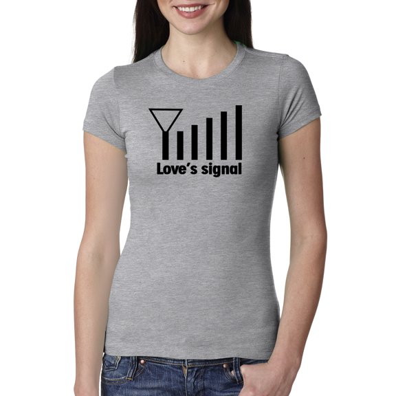 Love's Signal Love Language Couple Valentine's Day Womens Slim Fit Junior Tee, Heather Grey, Small