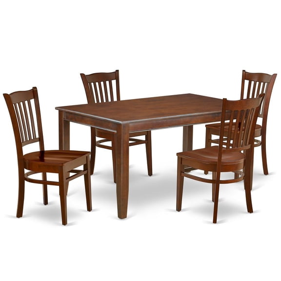 East West Furniture Dudley 5-piece Dining Set with Rectangular Table in Mahogany