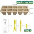 thumbnail image 2 of 200Cells Seedling Start Trays with Drain Holes,20pcs Peat Pots Seedling Pots Biodegradable,Seedling Starter Kit,Organic Germination Plant Starter Trays(200xLabels,2xTransplant Tools,1xSpray Bottle), 2 of 7