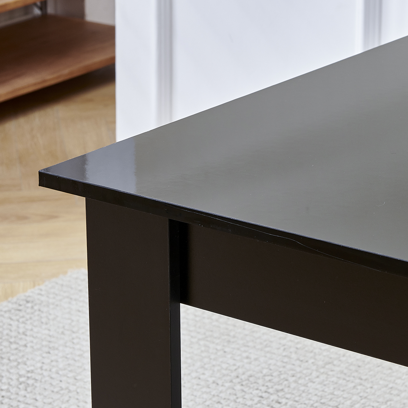 Square Dining Table for 2, Kitchen Table for Small Space,Modern Dining Table 29.5 Inch Kitchen Table with Solid Wood Leg, High Glass Finish Dinner Table Dining Room,Living Room, Office,Black