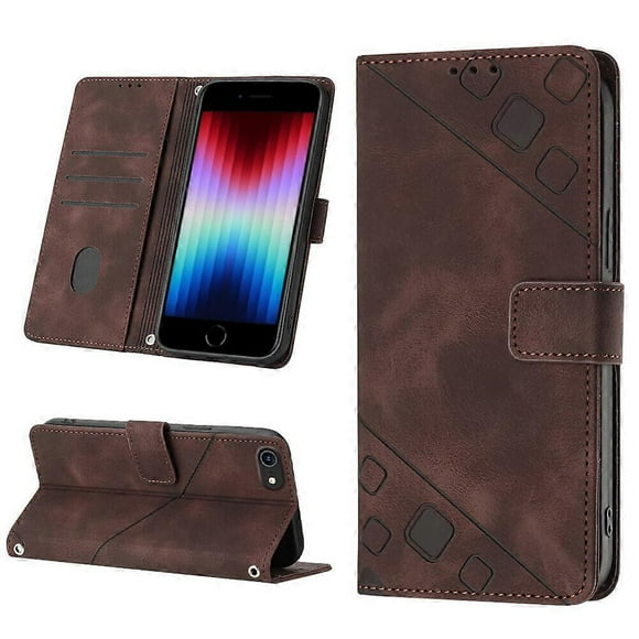 Compatible with iPhone 8/ 7 Classic Embossed PU Leather Case with Card Holder Shockproof Cover