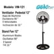 thumbnail image 4 of Ventilador De Pedestal Aerotec De 12 Pulgadas De 36W De Potencia, De 3 Velocidades VM-121 Negro, 4 of 4