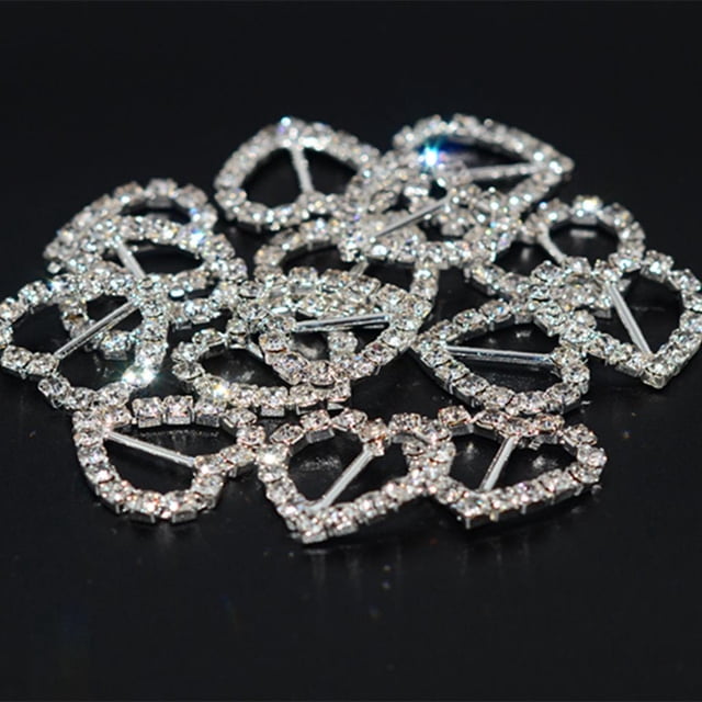 16er Conjunto Srass Banda Hebillas Deslizante Cinturón Hebilla Hebilla Deslizante Rhinestone Banda Boda Tarjeta Invitación Favor Yotijar Hebilla de la cinta