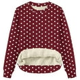 thumbnail image 5 of UTSJKR Women Oversized Polka Dot Print Sweatshirt Drop Shoulder Fashion Spring Crewneck Y2K Aesthetic Pullover Cozy Fleece Sweater Wine XXXL, 5 of 5