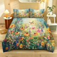 thumbnail image 2 of ZIATUBLES Butterfly Wildflower Print Twin Size Duvet Cover Set, 3 Pieces Soft Cozy Bedding, 1 Duvet Cover & 2 Pillowcases, Easy Care Lightweight Bedding for All Season, Chic Modern Decor, 2 of 8