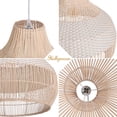 thumbnail image 5 of Hollymoon White Handwoven Rattan Boho Pendant Lighting Fixtures, Wicker Hanging Ceiling Light Chandelier, Handmade Woven Basket Lampshade for Kitchen Island, 5 of 8