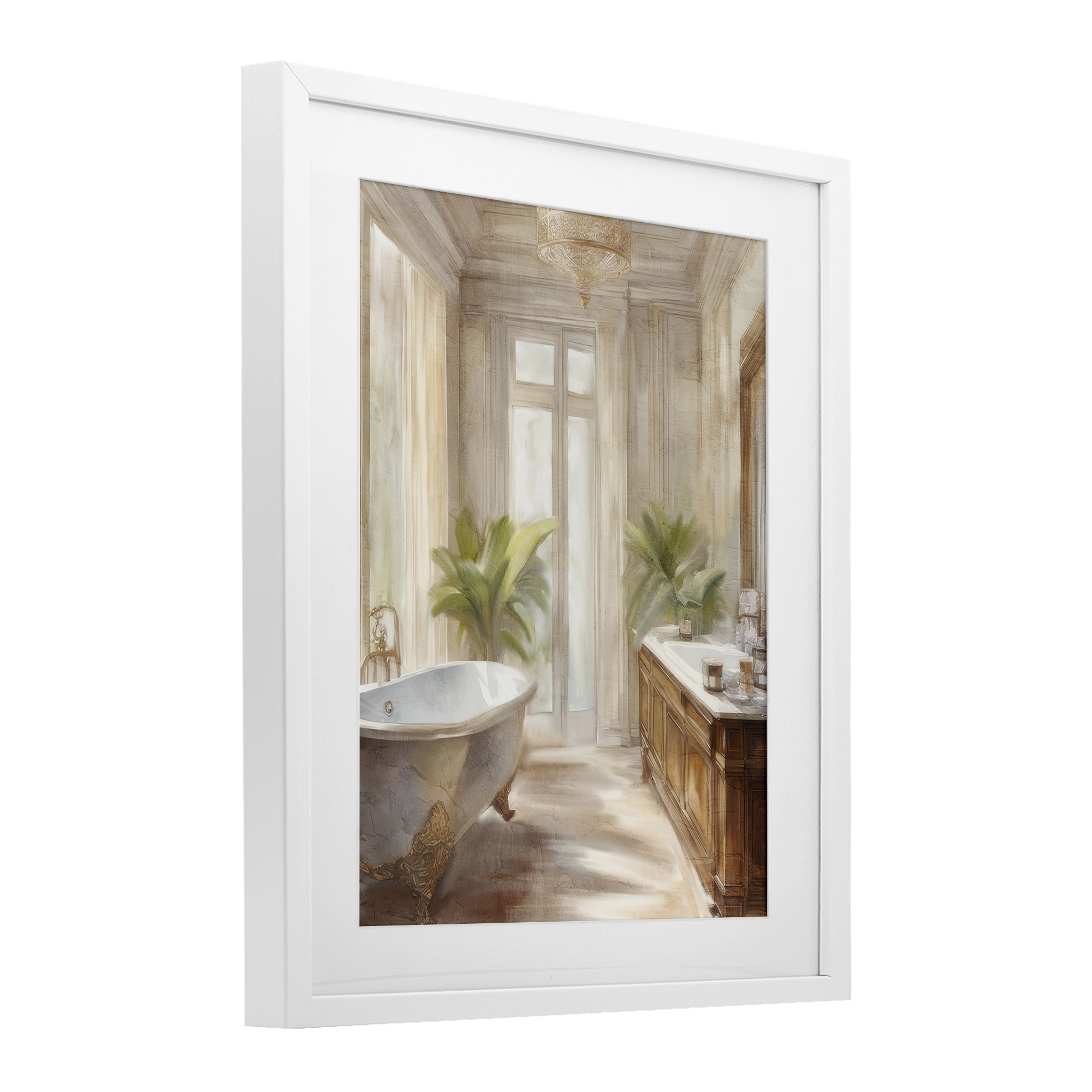 Stupell Industries Serenity Bath Bathroom Painting White Framed Print Under Glass design by Kim Allen, 21 x 17