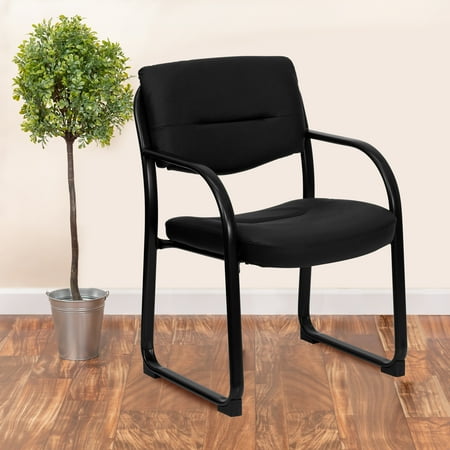 UPC: 0812581011487 | Flash Furniture Black LeatherSoft Executive Side Reception Chair with Sled Base