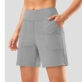thumbnail image 2 of SWSMCLT Women's High Waisted Shorts Spandex Thin Elastic Waist Yoga Shorts Running Soft Biking Silver Grey 14, 2 of 5