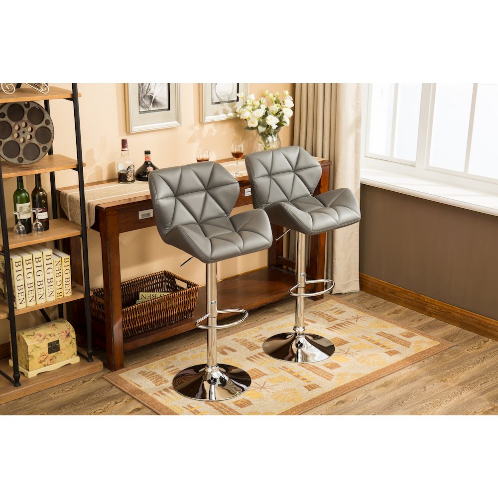 Roundhill Furniture Glasgow Contemporary Tufted Adjustable Height Hydraulic Bar Stools, Set of 2, Black