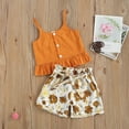 thumbnail image 2 of Toddler Baby Girl Floral Shorts Set Ruffle Halter Tops Bowknot Shorts Outfits, 2 of 8