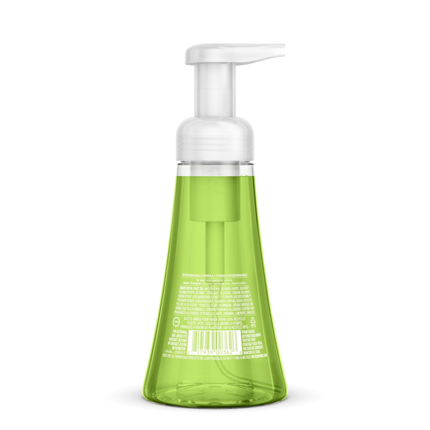 Method, MTH00362CT, Green Tea/Aloe Foaming Hand Wash, 6 / Carton, Green