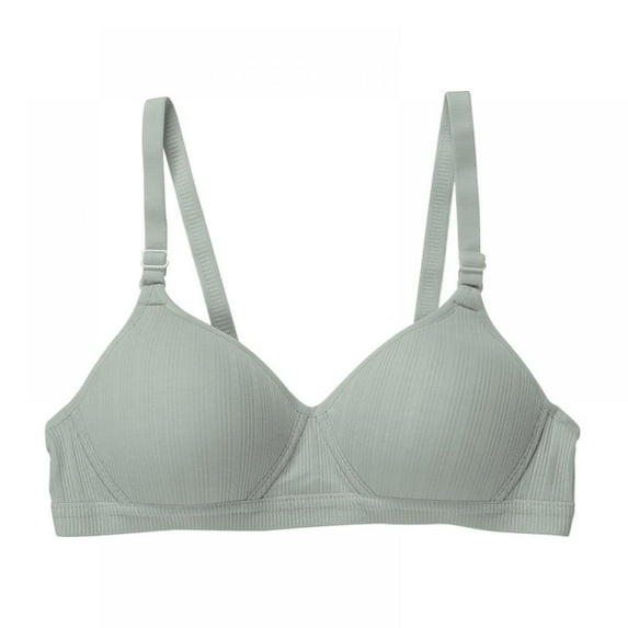 Summark Women Solid Color Smooth Bra Thin Section Without Steel Ring One-piece Seamless Gathered Bra