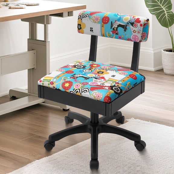 Adjustable Height Swivel Sewing and Craft Chair, Multiple Fabric