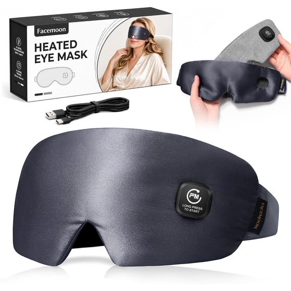 100% Pure Silk Heated Eye Mask for Dry Eyes, Washable Warm Compress Eye Mask, Cordless Heating Pad for Tired Eyes, Puffy Eyes, Sleep and Self Care