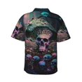 thumbnail image 3 of Daiia Forest Mushroom Skull Hawaiian Shirt for Men Gentle Cotton Regular Short Sleeve Casual-Large, 3 of 9