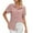 Pink, variant on Giftesty Women's Short Sleeve Buttons Round Neck Easter Solid Color Loose Tops Blouse Sleeve