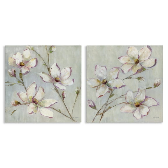 Stupell Industries Spring Tree Blooms Plants & Flowers Painting Wrapped Canvas Art Print Wall Art, 17 x 17, Set of 2