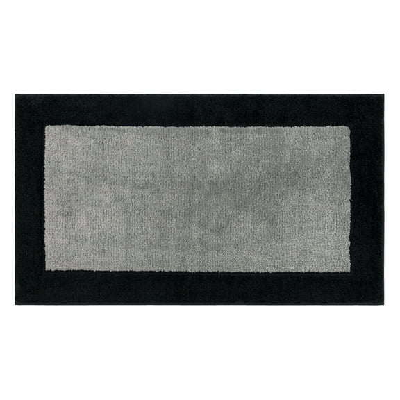 Mohawk Counterpoint Bath Mat Soft Absorbent Quick Dry Machine Washable Non-Slip Bathroom Mat, Black/Pewter, 17" x 24"