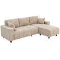 thumbnail image 1 of Canapé Sectionnel en L Beige avec Méridienne Réversible, Sofa 3 Places Aspect Lin avec Coussin Intégré Sans Espace et Soutien à Ressorts pour Salon, 95.3 Pouces L x 34.3 Pouces H, 1 of 7