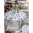 thumbnail image 5 of Outdoor Tablecloth with Umbrella Hole for Patio/Picnic/Party/Camping, Navy Blue Rose Waterproof Table Cloth Round Cover Washable, Rustic Vintage Botanical Floral Watercolor (Dia 60"), 5 of 9