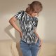 thumbnail image 3 of Balery Zebra Body de cuello redondo de manga corta para mujer Tops de manga corta Tops básicos-X-Large, 3 of 7