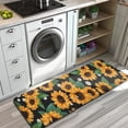 thumbnail image 3 of Black Orange White Flower Green Leaf Sunflower Pattern Kitchen Rug Mat,Kitchen Runner Rugs Non Skid Washable,Decorative Kitchen Floor Mats for Kitchen,Sink,Laundry,17"x47.2", 3 of 7