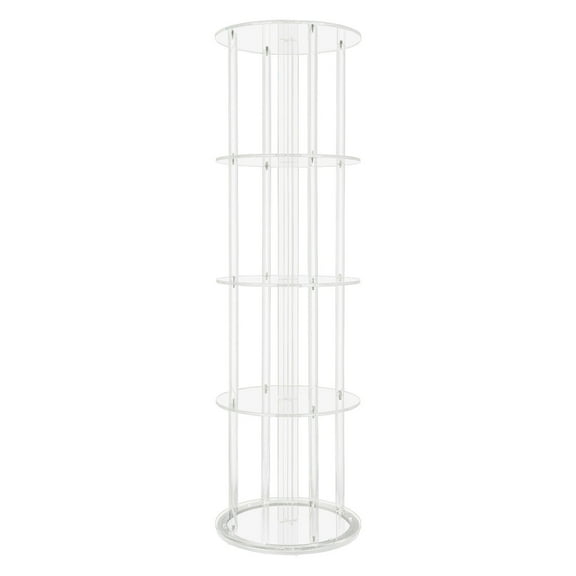 5-Tier Rotating Bookshelf - Clear Acrylic Modern Display Shelf, 55" Tall, 44lb Capacity