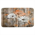 thumbnail image 2 of Farmhouse Floral Flower Bath Mat, Orange Daisy Rustic Wooden Plank Country Barn Wood Non-Slip Flannel Soft Doormat Floor Entryways Outdoor Indoor Front Door Mat, 16X24, 2 of 2