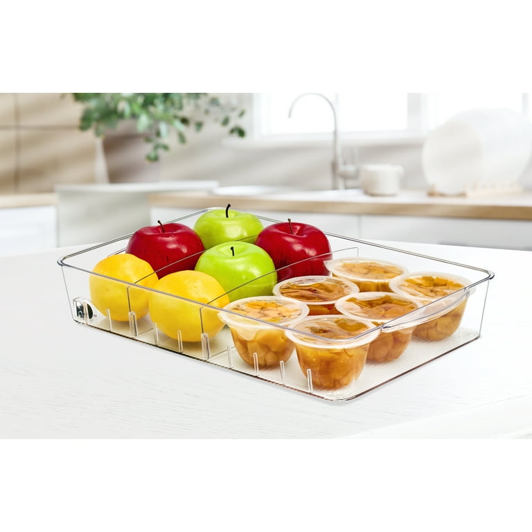 Loobuu Refrigerator Organizer Bins with Pull-Out Drawer, Drawable Clear Fridge Drawer Organizer with Handle, Plastic Kitchen Pantry Storage Containers