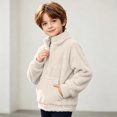 thumbnail image 6 of Fancifize Fancifize Half Zip Sherpa Fleece Sweatshirts for Boys Girls, Mock Neck Fuzzy Warm Pullover Tops with Pockets, 3-14 Years, 6 of 7