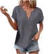 thumbnail image 1 of Vestidos Casuales Para Mujer, Blusas De Mujer De Moda Blusa informal de lino con cuello en V y manga corta con capucha para mujer, 1 of 3