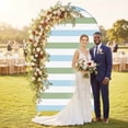 thumbnail image 2 of Sage Green Blue Striped Arch Backdrop Cover, Spandex Fitted Wedding Arch Cover, Farmhouse Sage Green Stripes Round Top Stand Covers for Birthday Ceremony Bridal Shower Party Decor 6x2.6 Ft, 2 of 9