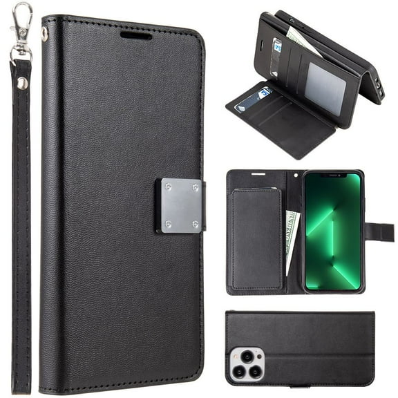 Bemz Pocket Clutch Wallet (6 Card Slots, Money Fold, ID Window) Case for iPhone 14 Pro - Black
