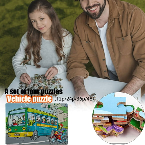 RKSTN Puzzles Occident Children's Educational Toys Transport Car Airplane Puzzle 4 in 1 Set Puzzles