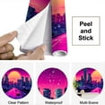 thumbnail image 4 of Peel and Stick Wallpaper Canvas Punk Cityscape Neon Street Game Scene Japanese Anime Sunset Modern Art Wall Mural Decor Self Adhesive and Removable 69in x 98in, 4 of 6