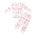 thumbnail image 3 of Xmyrz Pajama Sets Girl Bow Knot Print Long Sleeve Soft Nightdress Fresh Pj Set Sleepwear Outfit, 3 of 3