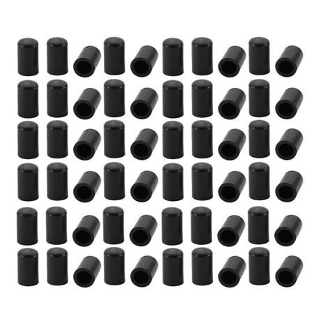 60pcs 5mm Dia Black PVC Rubber Round Chair Leg Insert Floor Cover Protector