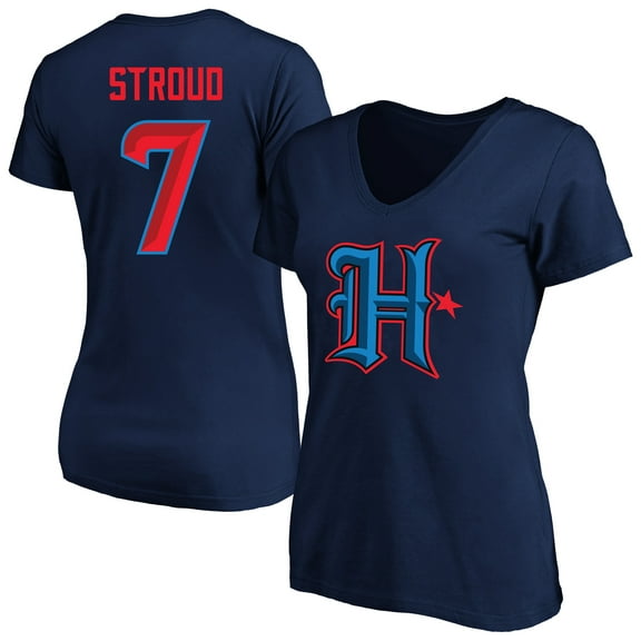 Women's C.J. Stroud Navy Houston Texans Plus Size Fair Catch Name & Number Scoop Neck T-Shirt