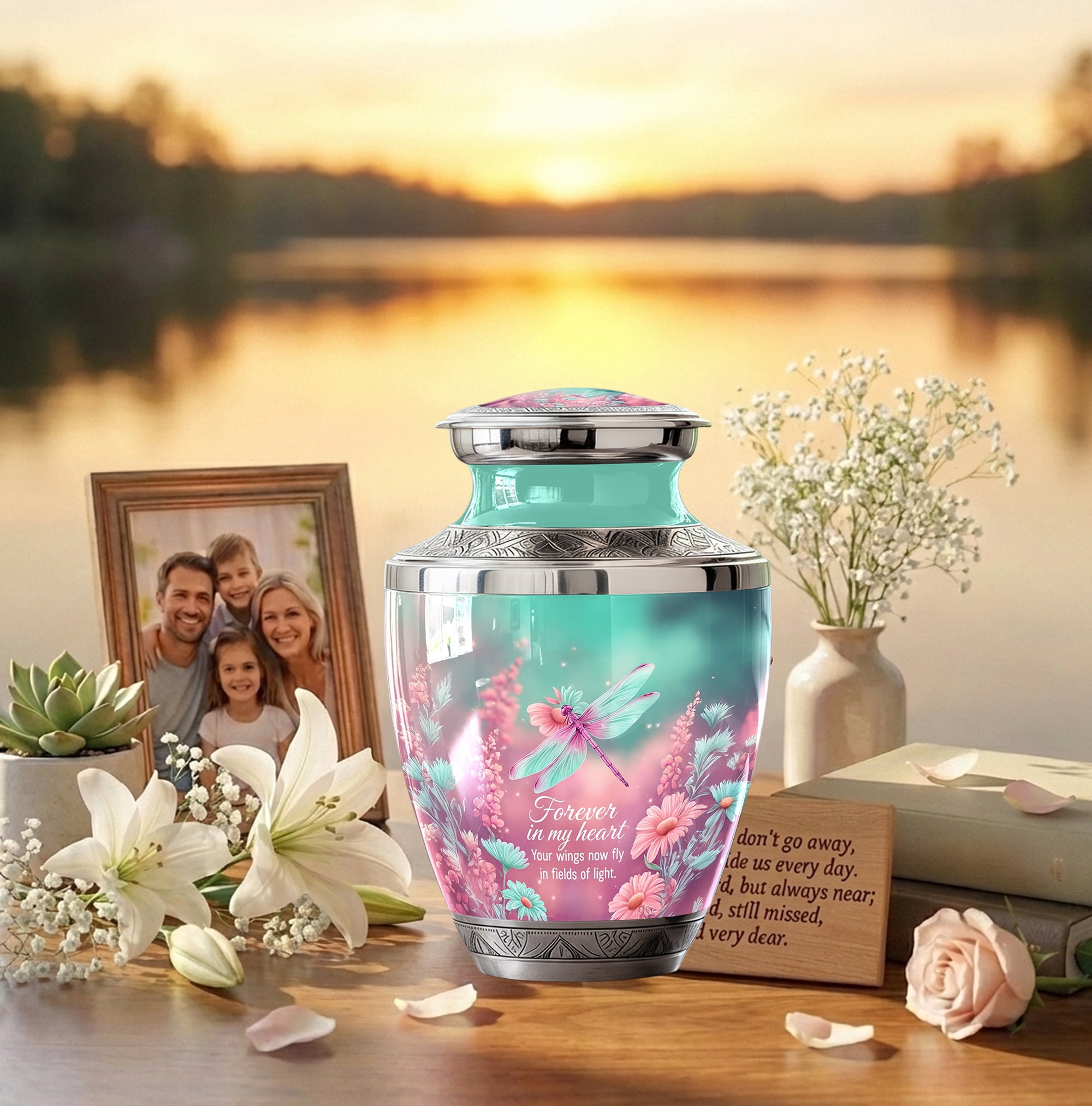 Dragonfly Urns for Ashes Adult Female - Large Urns for Human Ashes Adult Man - Decorative Urn for Female - Small Ash Holder for Mom & Dad ( Size:- 10" 1Pc, 3" 4Pc )