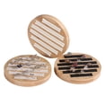 thumbnail image 3 of Sonducket Bandeja para anillos, organizador de almacenamiento de joyas, caja de soporte redonda, pendiente de madera, regalo, de boda, tienda plana Ropa, zapatos y accesorios Miscelánea Piel blanca Sonducket AP015709-02, 3 of 6